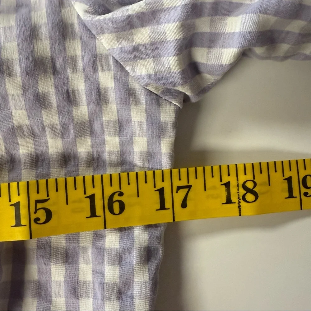 NWT Anthropologie Maeve Crop Gingham Blouse Lilac White Size 8
